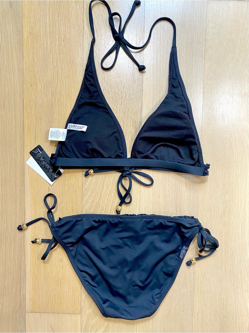 Rampage Black Ruffle Bikini Minimalist Chic Coquette Resort Vacation Swim Large - Picture 2 of 16